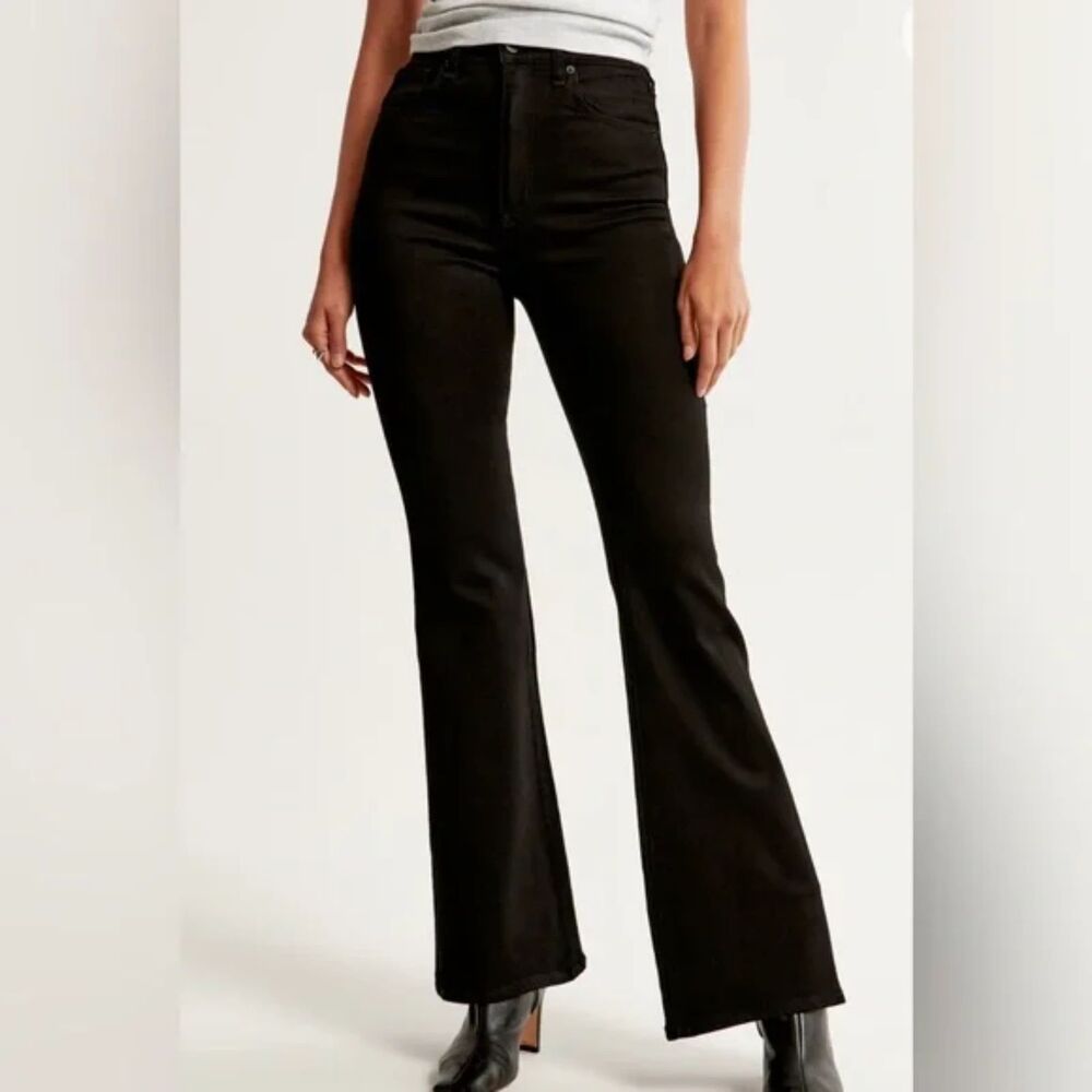Abercrombie & Fitch The Flare Ultra High Rise Stretch Jean, Black Wash, 33/16 L